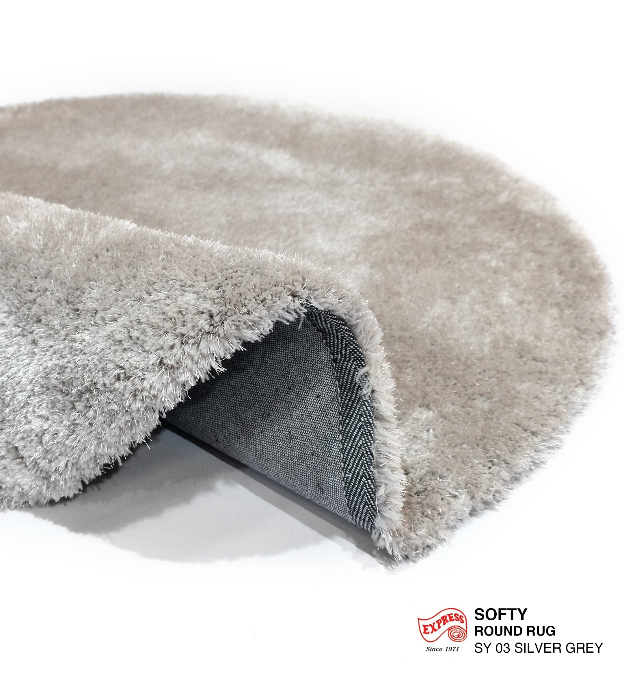 พรมปูพื้น EXPRESS CARPET รุ่น Softy รหัส SY03 วงกลมเส้นผ่านศูนย์กลาง 200 ซม. หนา 30 มม. เทา