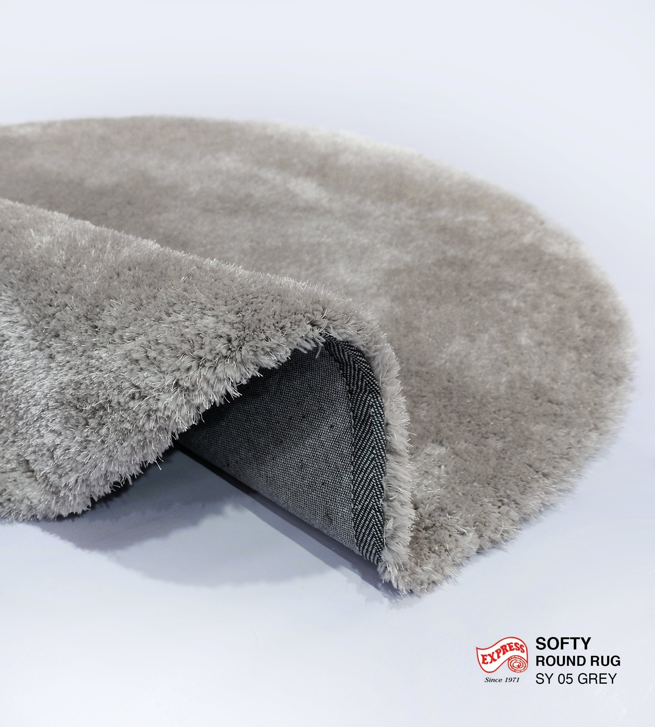 พรมปูพื้น EXPRESS CARPET รุ่น Softy รหัส SY05 วงกลมเส้นผ่านศูนย์กลาง 160 ซม. หนา 30 มม. สีเทา_2
