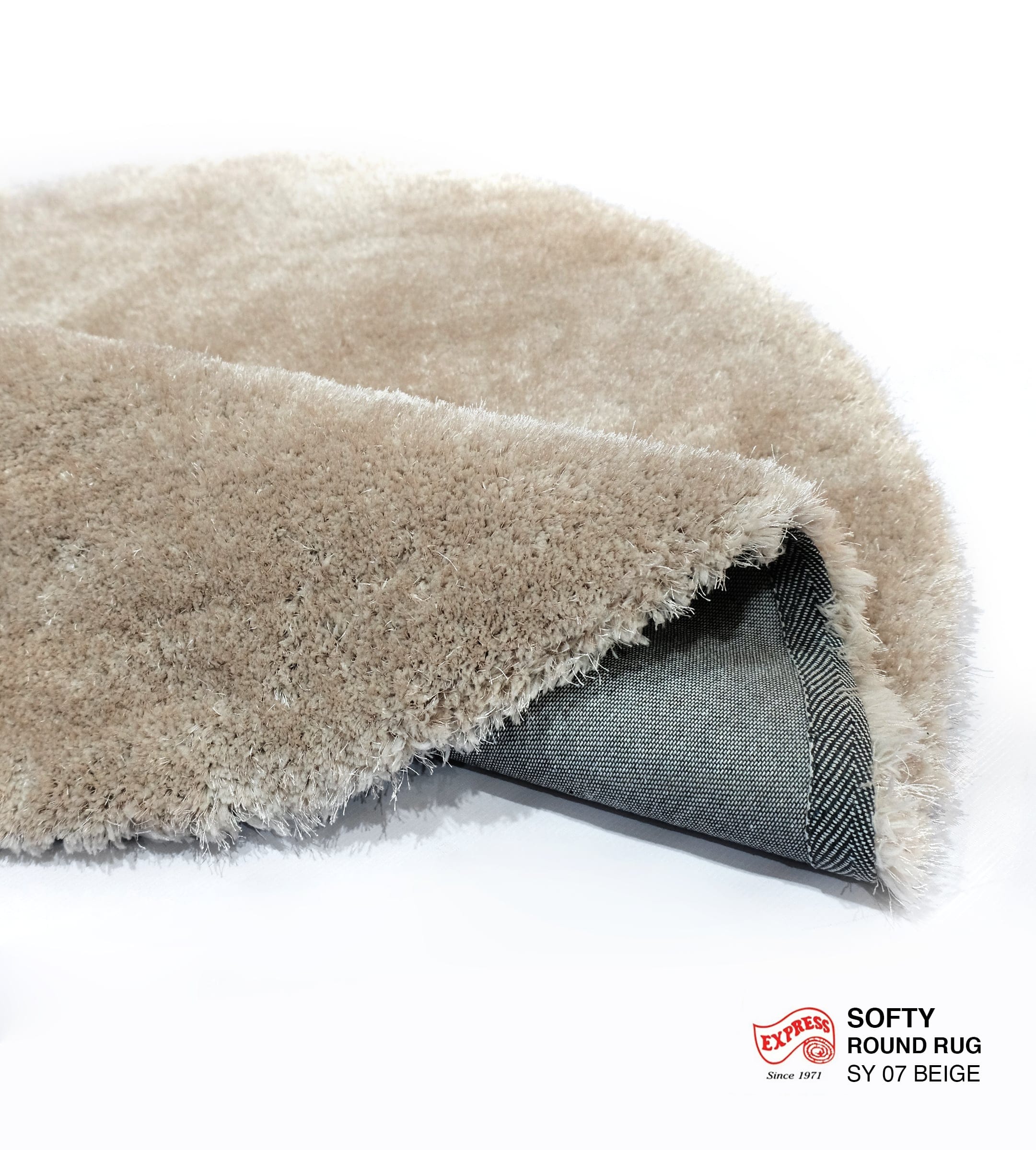 พรมปูพื้น EXPRESS CARPET รุ่น SOFTY รหัส SY07 วงกลมเส้นผ่านศูนย์กลาง 160 ซม. หนา 30 มม. สีเบจ_2