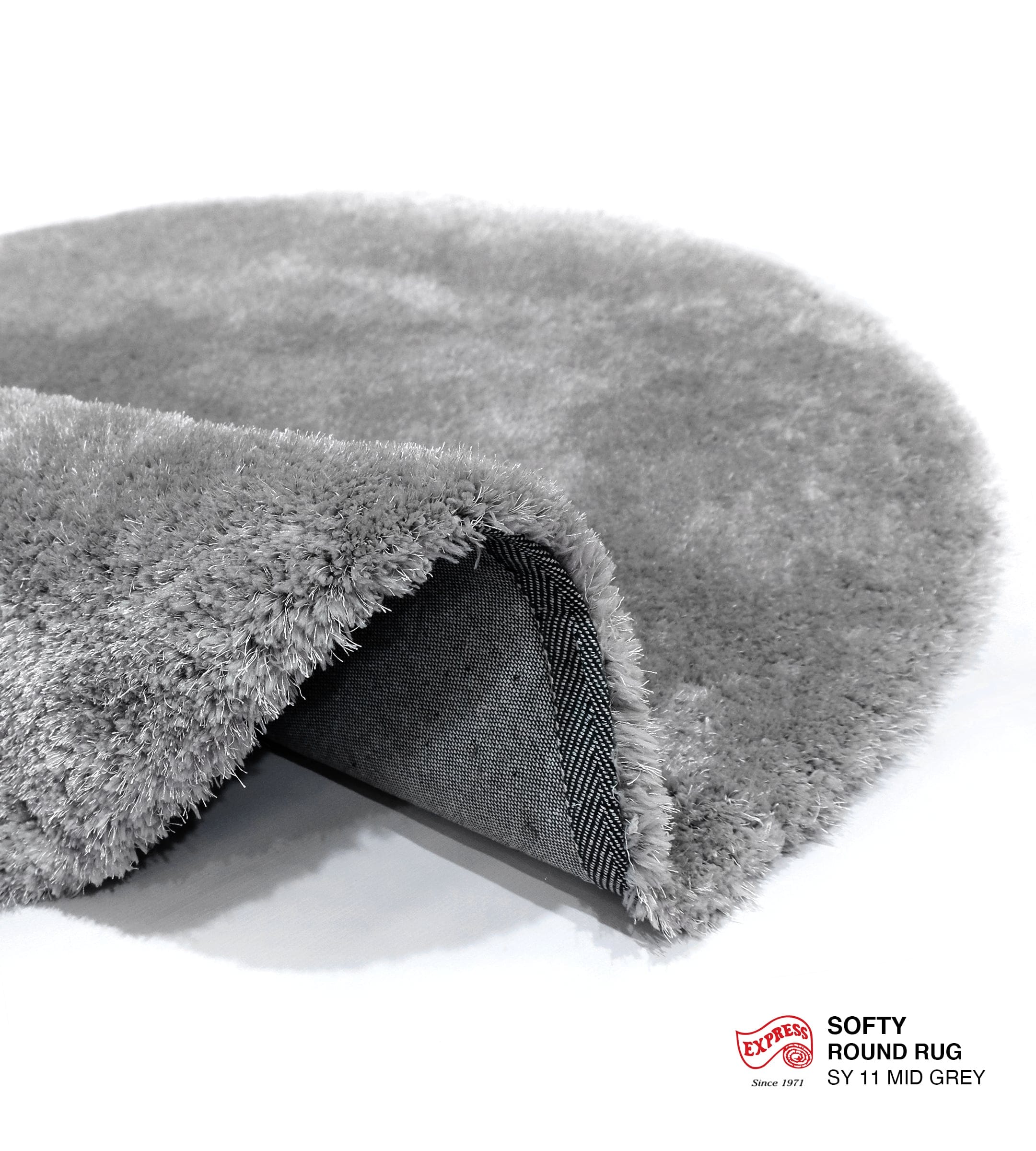 พรมปูพื้น EXPRESS CARPET รุ่น SOFTY รหัส SY11 วงกลมเส้นผ่านศูนย์กลาง 160 ซม. หนา 30 มม. สีเทา_2