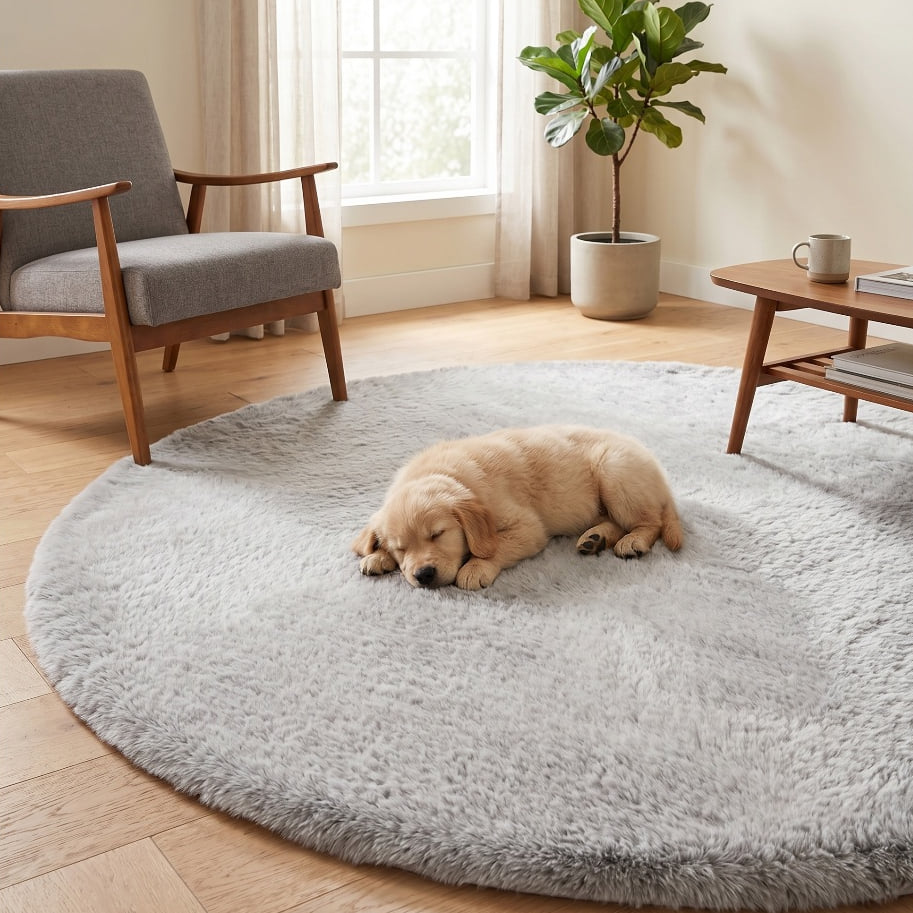 พรมปูพื้นวงกลม EXPRESS CARPET รุ่น BAMBI รหัส BB07 C200 ขนาด เส้นผ่านศูนย์กลาง 200 ซม. หนา 35 มม.  สีเทา_3
