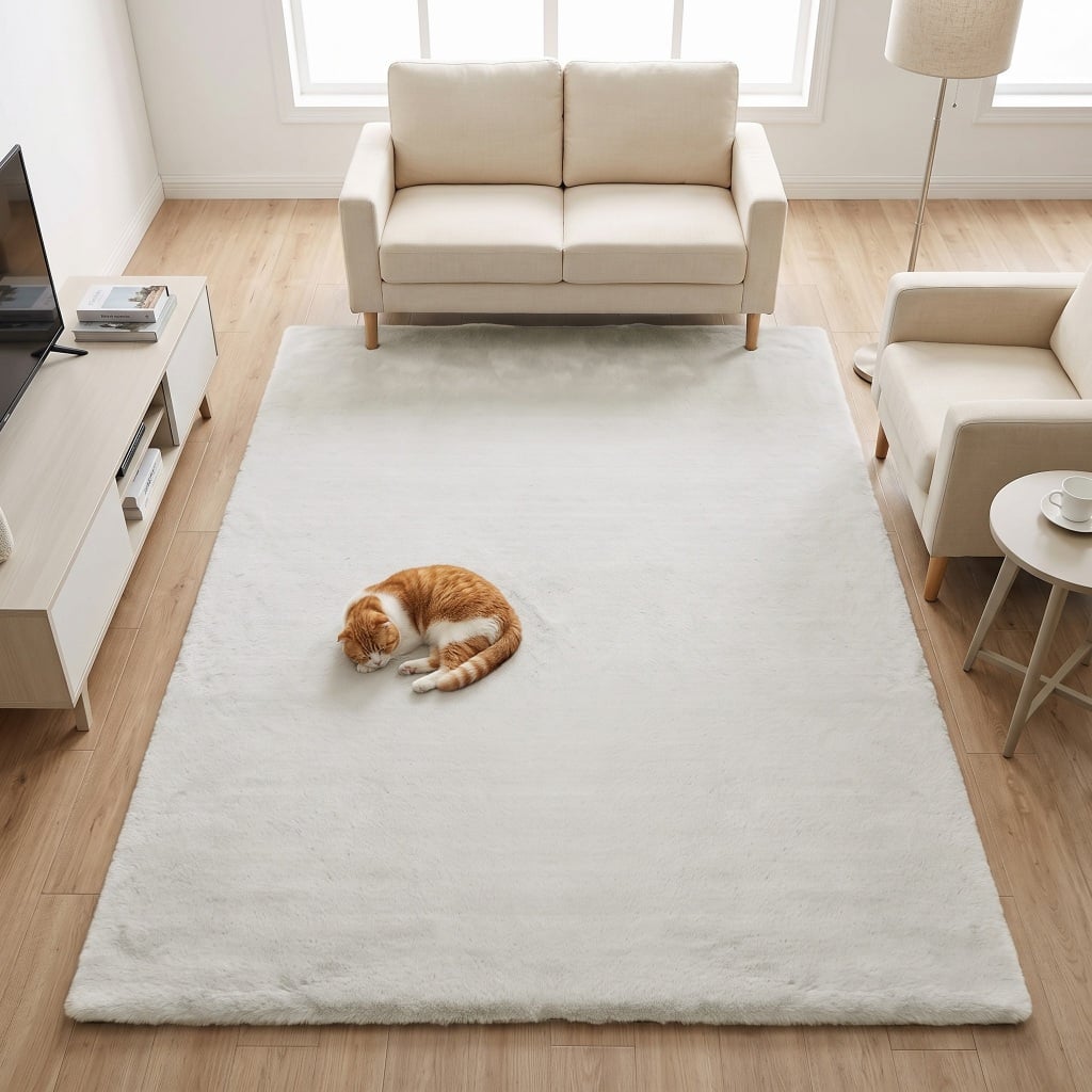 พรมปูพื้น EXPRESS CARPET รุ่น BAMBI รหัส BB10 L ขนาด 160X230 ซม. หนา 35 มม.  สีขาว_3