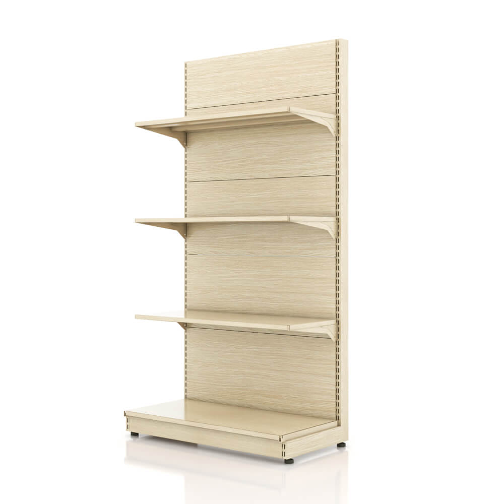ชั้นวางสินค้าเหล็ก KEFVA ลายไม้สีอ่อน แบบปิดหัว (ENDCAP) 4 ชั้น ขนาด 35X75X150 ซม._0