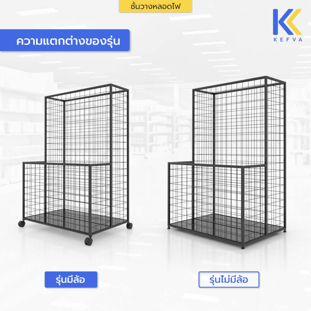 ชั้นวางของด้ามยาว KEFVA 2 ระดับ ขนาด 45X70X100 ซม. (ปุ่มปรับระดับ) สีขาวฟ้า_3