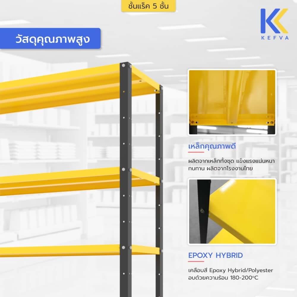 ชั้นวางของเหล็ก KEFVA 5 ชั้น ชั้นแร็คอเนกประสงค์ รับน้ำหนัก 100 กก./ชั้น ขนาด 40X120X180 ซม. สีน้ำเงิน-ขาวฟ้า_3