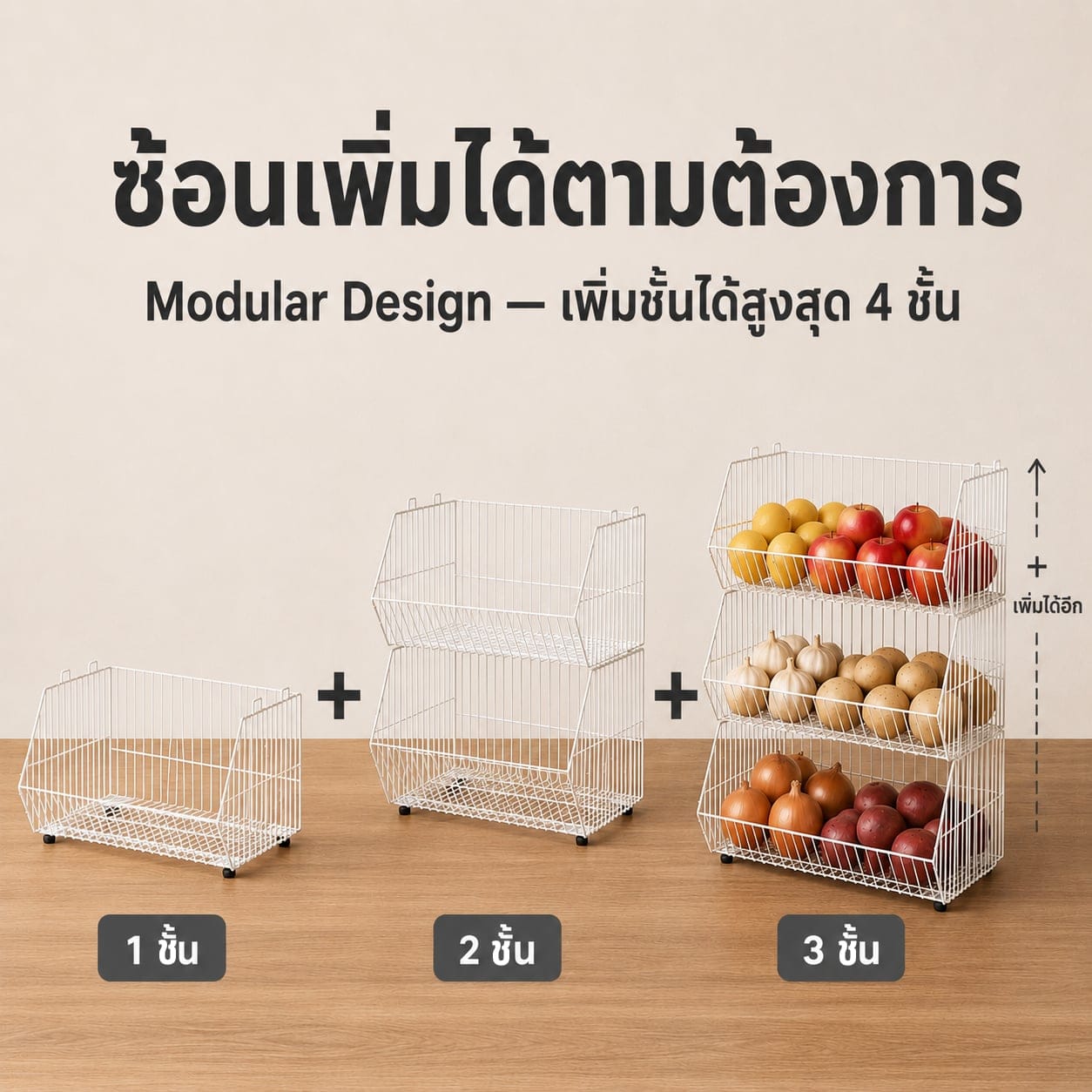 ตะกร้าจัดระเบียบ KEFVA ซ้อนได้หลายชั้น 40X60X25 ซม. สีขาวฟ้า