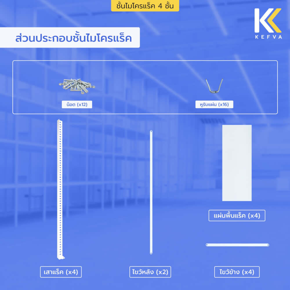 ชั้นไมโครแร็คเหล็ก KEFVA 4 ชั้น รุ่น M-NINE S1 ขนาด 50X100X200 ซม. สีเขียว_6