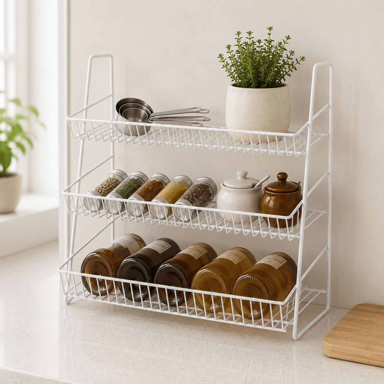 ชั้นจัดระเบียบเคาน์เตอร์ KEFVA 4 ชั้น ขนาด 19X50X50 ซม. สีดำ_5