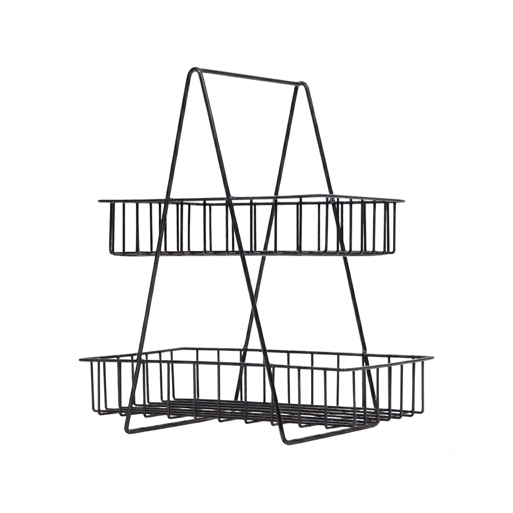 ชั้นตะกร้า 2 ชั้น KEFVA ขนาด 17.5X27.5X33 ซม. สีดำ