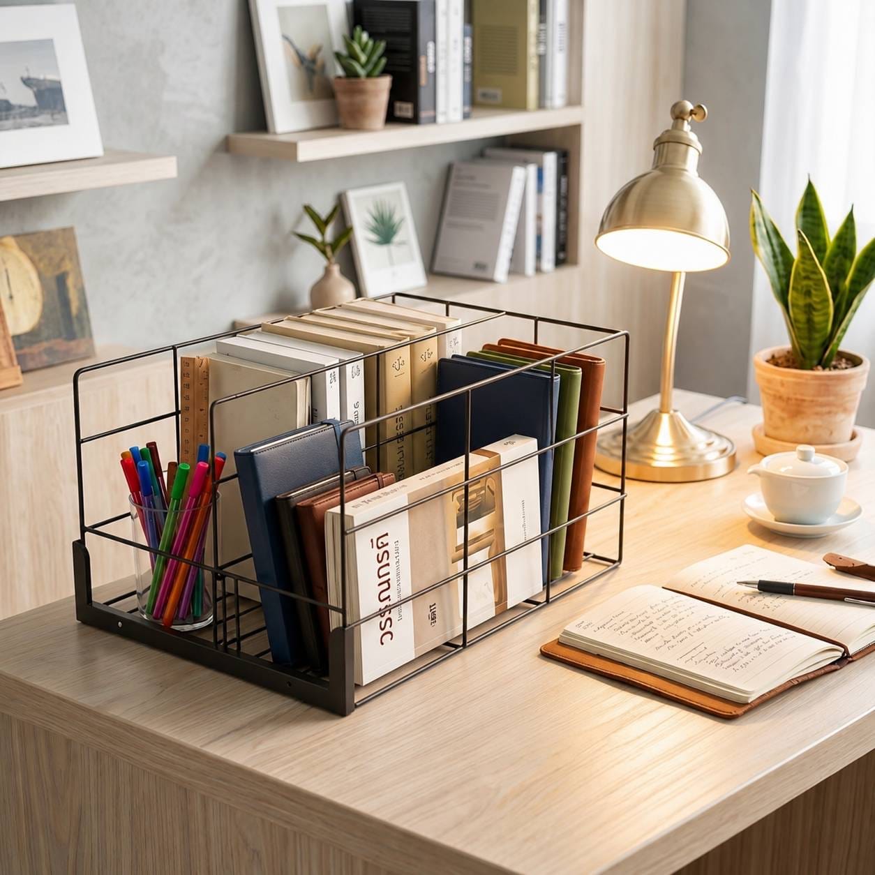 ตะแกรงจัดระเบียบสินค้า KEFVA ขนาด 35X26X21 ซม. สีขาวฟ้า_1