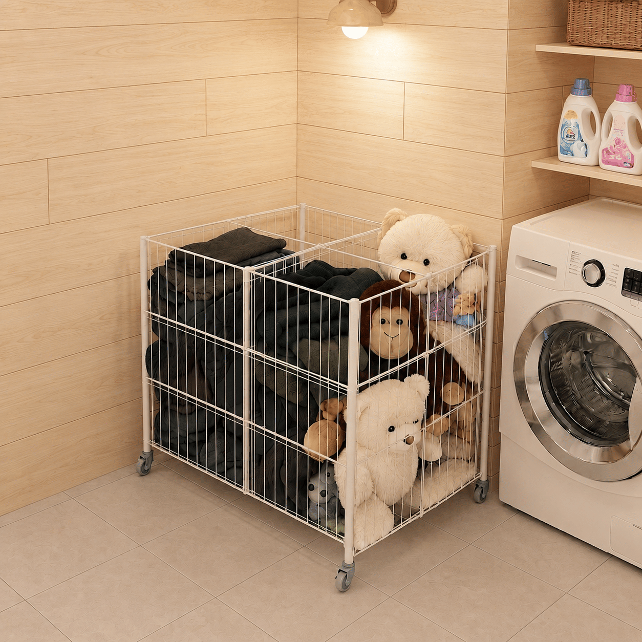 กระบะขนาดใหญ่ KEFVA มีที่กั้น ขนาด 80X80X80 ซม. สีขาว_1