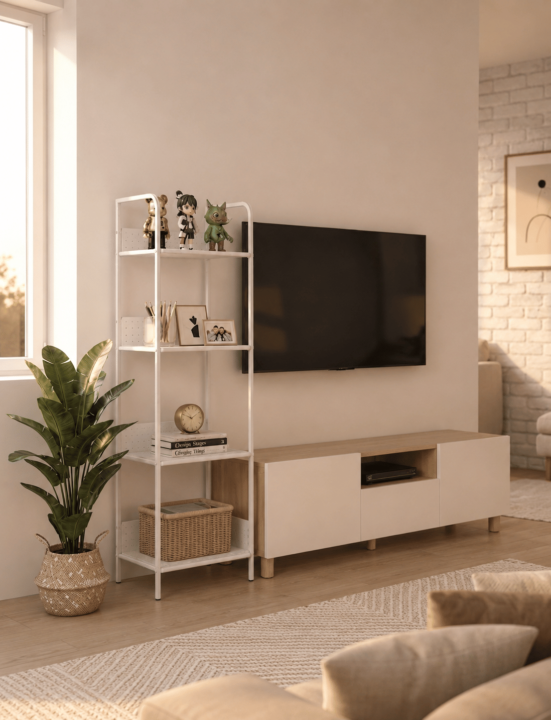 ชั้นวางของ 4 ชั้น KEFVA ขนาด 30X60X132 ซม. สีขาว_1