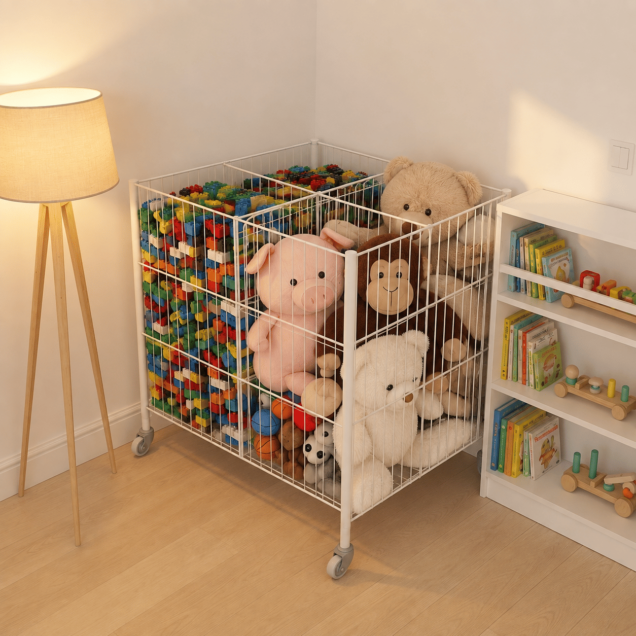 กระบะขนาดใหญ่ KEFVA มีที่กั้น ขนาด 80X80X80 ซม. สีขาว_2