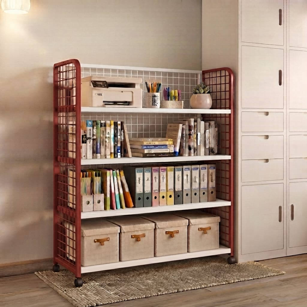 ชั้นวางของ 4 ชั้น KEFVA ขนาด 40X90X130 ซม. สีแดง_3