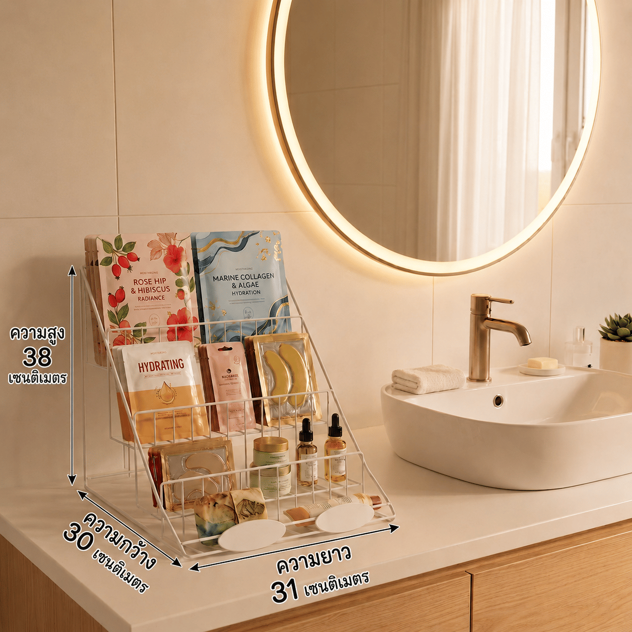 ชั้นวางของขั้นบันได 4 ชั้น KEFVA ขนาด 31X30X38 ซม. สีขาว_4
