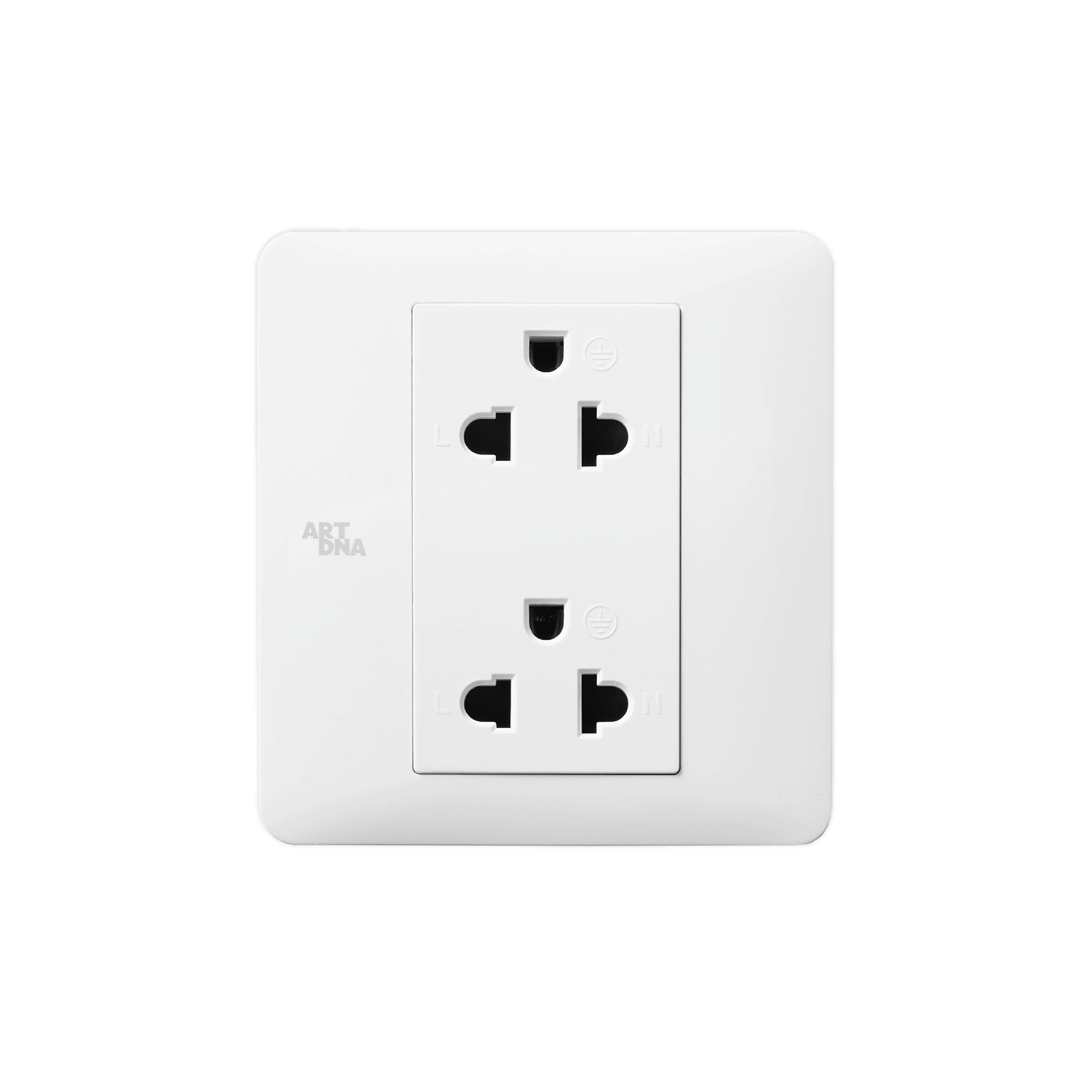 ชุดเต้ารับคู่ ART DNA รุ่น A63 FRAMLESS DOUBLE EURO & AMERICAN SOCKET DESIGN SWITCH สี WHITE
