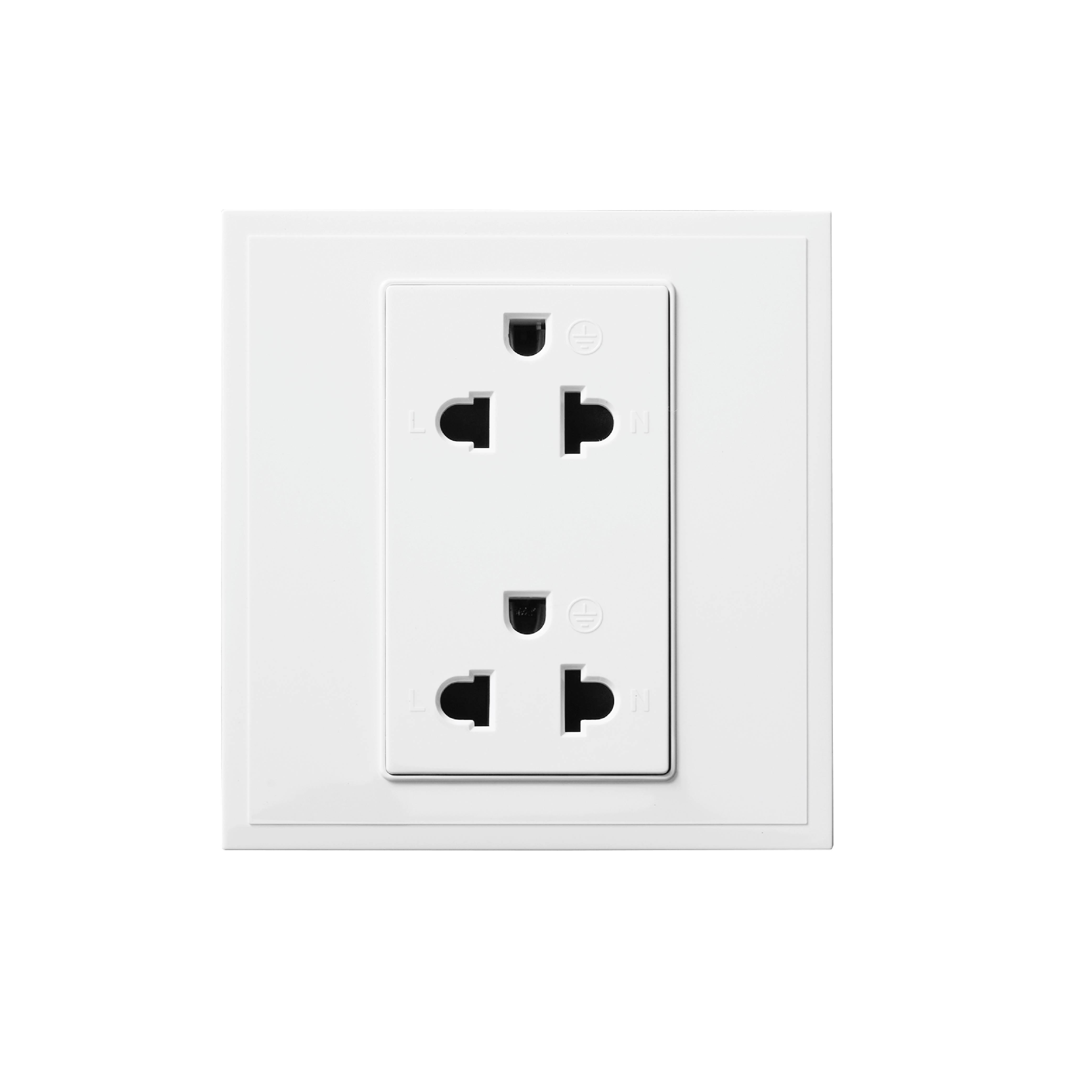 ชุดเต้ารับคู่ 3 ขา 2 ช่อง ART DNA รุ่น D3 SERIES DOUBLE EURO & AMERICAN SOCKET DESIGN SWITCH สี WHITE