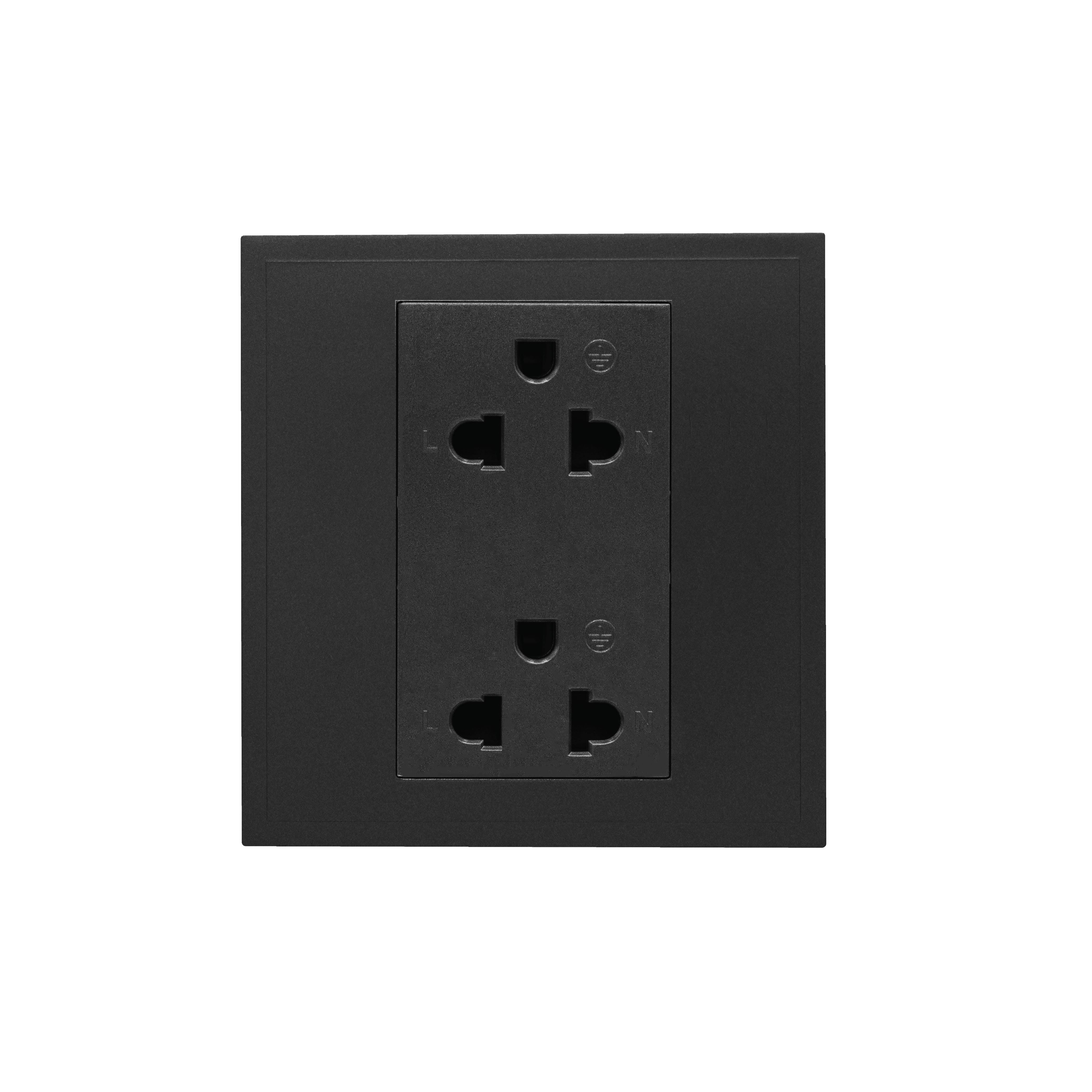 ชุดเต้ารับคู่ 3 ขา 2 ช่อง ART DNA รุ่น D3 SERIES DOUBLE EURO & AMERICAN SOCKET DESIGN SWITCH สี BLACK