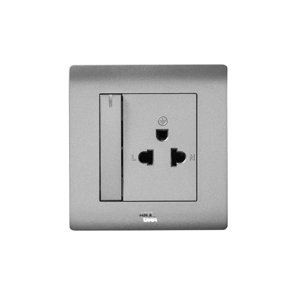ชุดเต้ารับเดี่ยว 3 ขา ART DNA รุ่น A61 DESIGN พร้อมสวิตซ์ควมคุมปลั๊ก สี SILVER