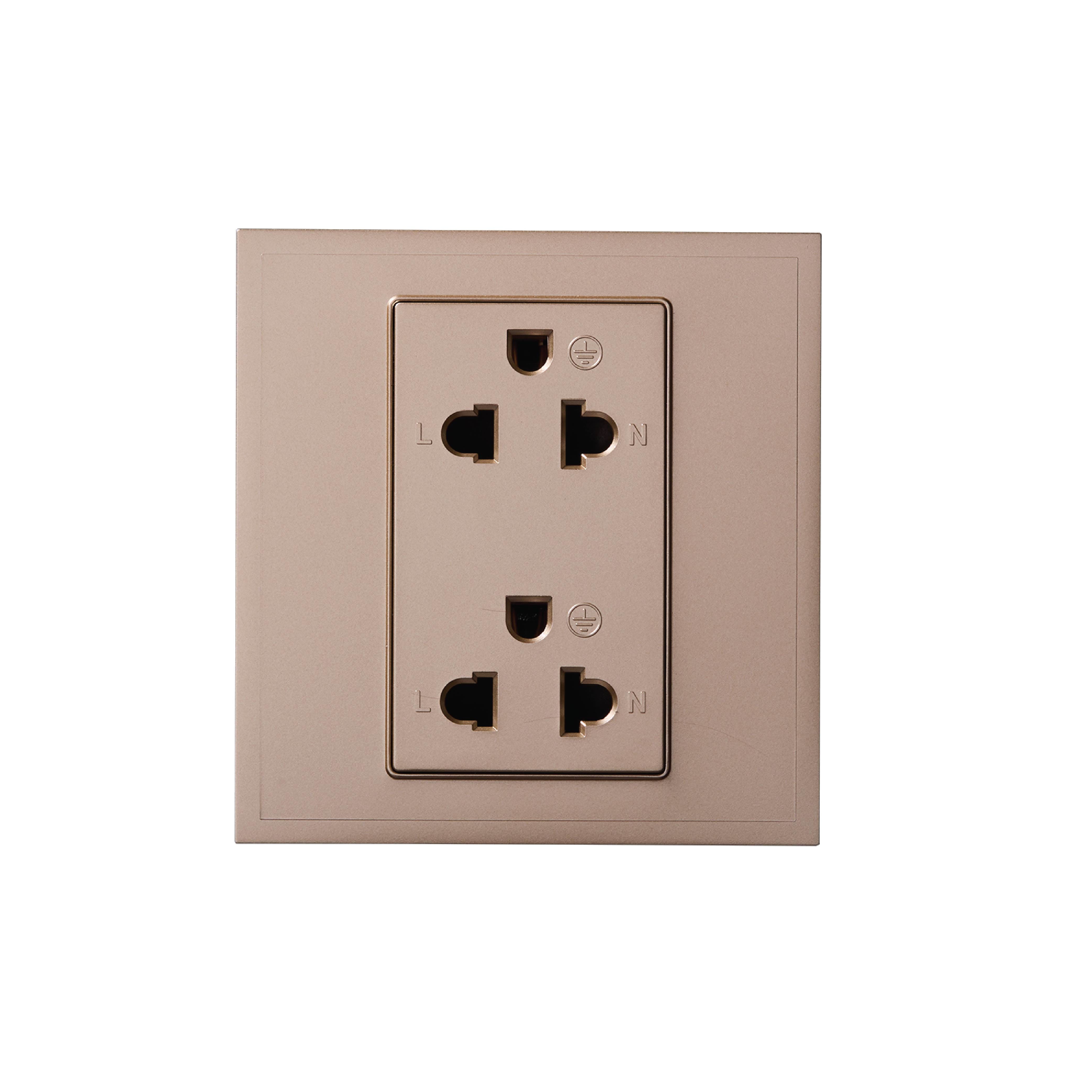ชุดเต้ารับคู่ 3 ขา 2 ช่อง ART DNA รุ่น D3 SERIES DOUBLE EURO & AMERICAN SOCKET DESIGN SWITCH สี GOLD_0