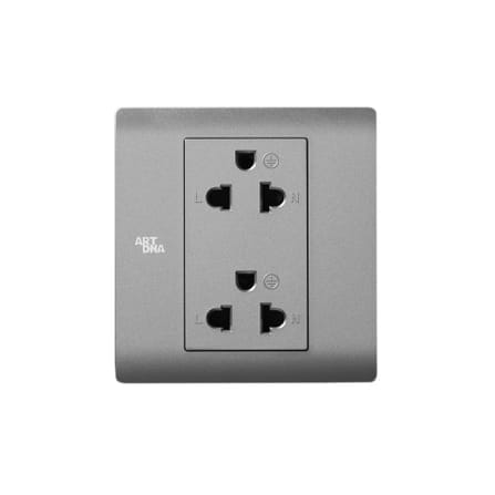 ชุดเต้ารับคู่ 3 ขา 2 ช่อง ART DNA รุ่น A61 SERIES DOUBLE EURO & AMERICAN SOCKET DESIGN SWITCH สี SILVER_0