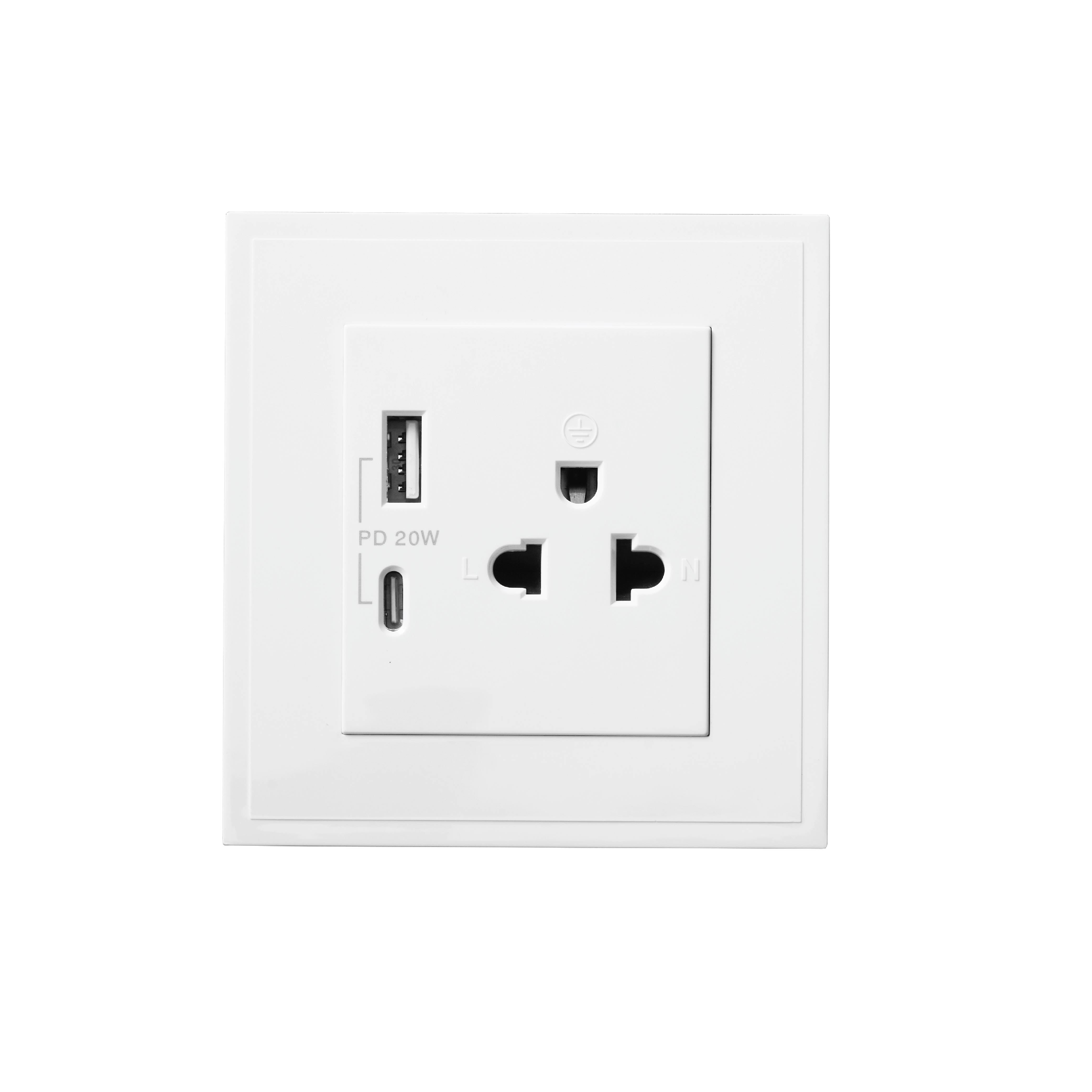 ชุดเต้ารับคู่ 3 ขา ART DNA รุ่น D3 SERIES WITH USB TYPE A+C CHARGER SOCKET DESIGN SWITCH สี WHITE_1