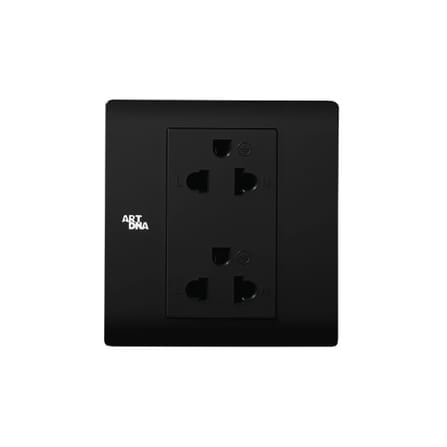 ชุดเต้ารับคู่ 3 ขา 2 ช่อง ART DNA รุ่น A61 SERIES DOUBLE EURO & AMERICAN SOCKET DESIGN SWITCH สี BLACK_1