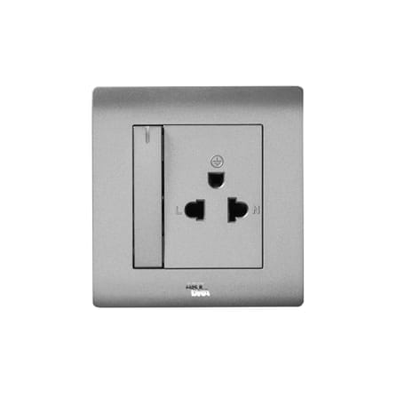 ชุดเต้ารับเดี่ยว 3 ขา ART DNA รุ่น A61 DESIGN พร้อมสวิตซ์ควมคุมปลั๊ก สี SILVER_1