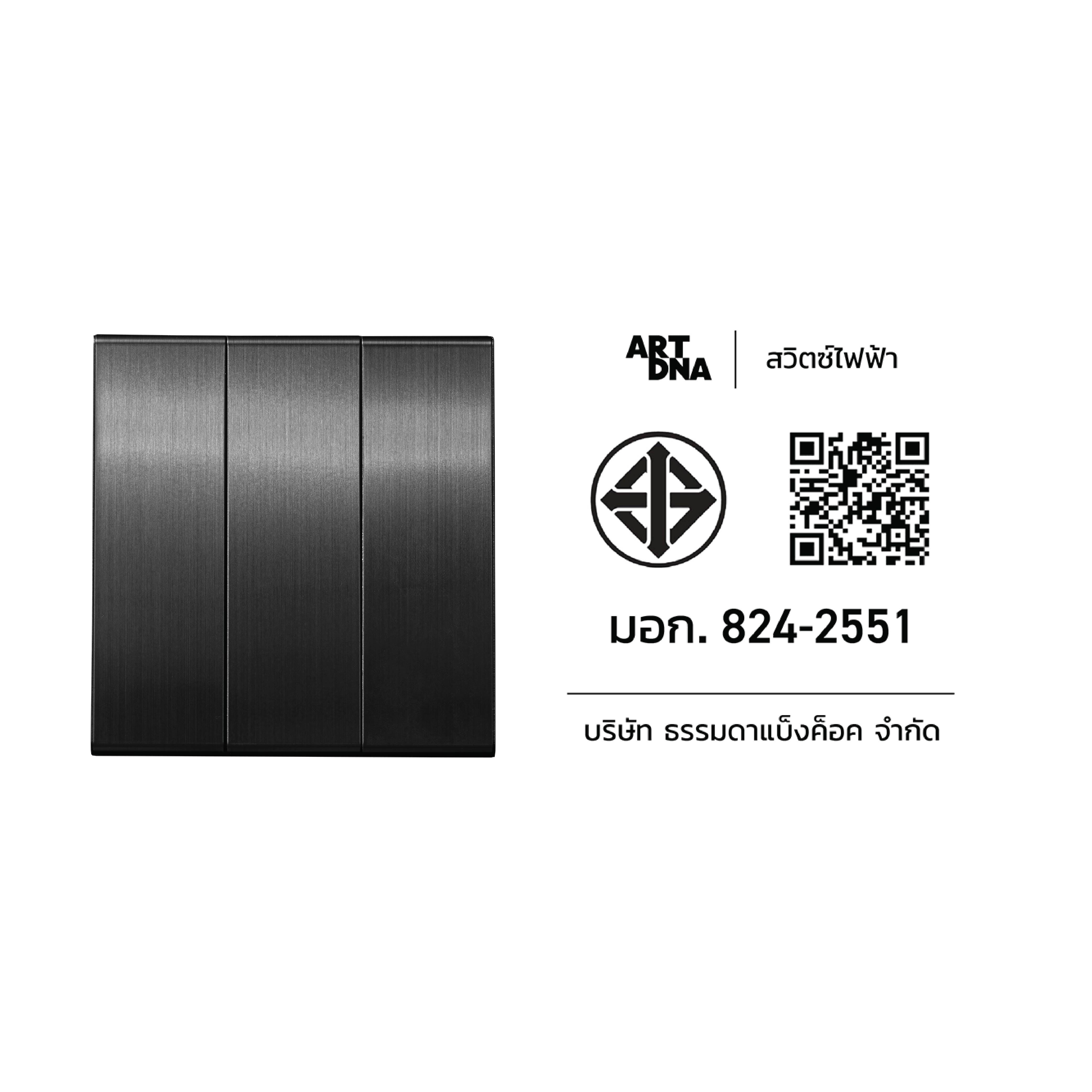 ชุดสวิตซ์ 2 ทาง 3 ช่อง ART DNA V23 SERIES สี BRUSH GREY DESIGN SWITCH_4