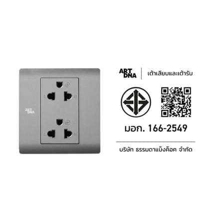 ชุดเต้ารับคู่ 3 ขา 2 ช่อง ART DNA รุ่น A61 SERIES DOUBLE EURO & AMERICAN SOCKET DESIGN SWITCH สี SILVER_3