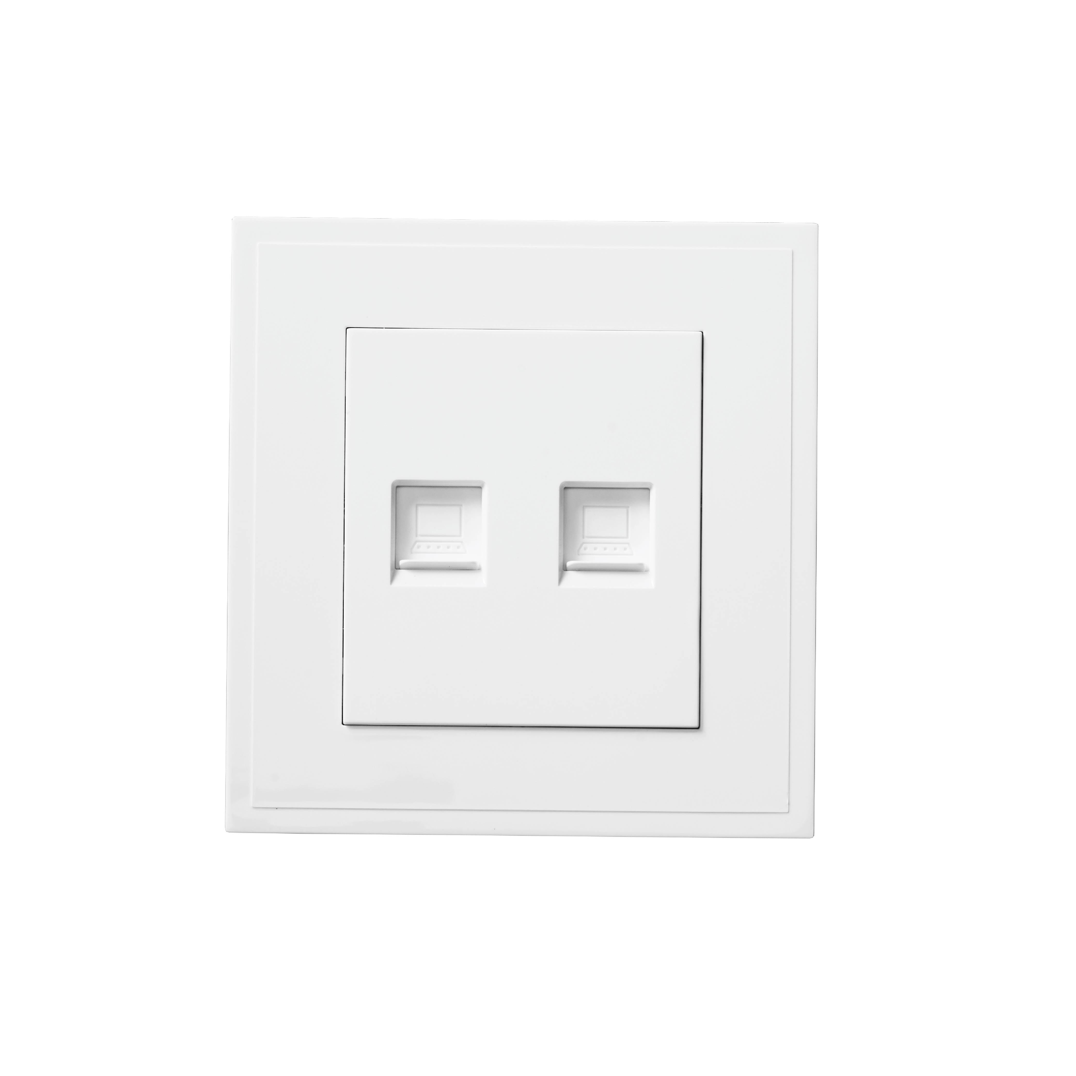 ชุดเต้ารับคอมพิวเตอร์คู่ DOUBLE LAN/CAT6 ART DNA รุ่น D3 SERIES WITH SOCKET DESIGN สี WHITE_0