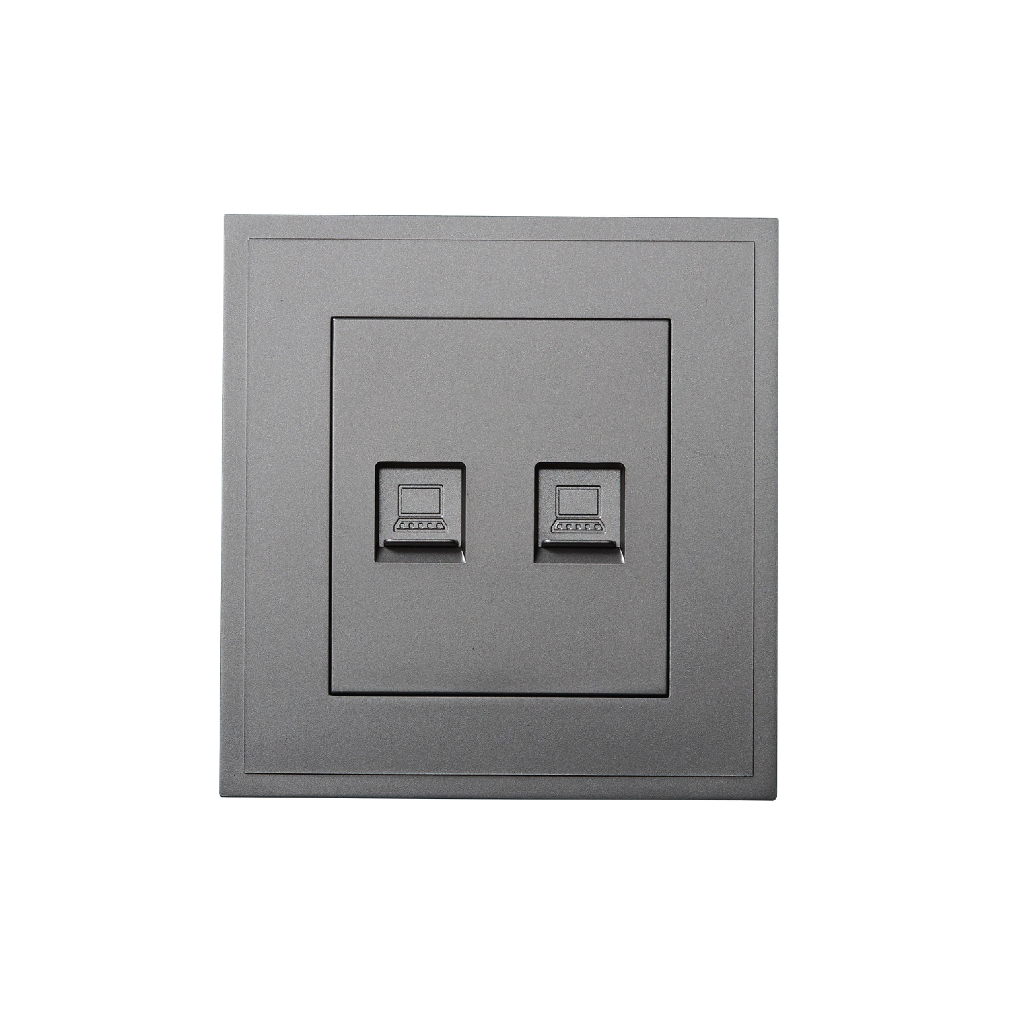 ชุดเต้ารับคอมพิวเตอร์คู่ DOUBLE LAN/CAT6 ART DNA รุ่น D3 SERIES WITH SOCKET DESIGN สี GREY_1