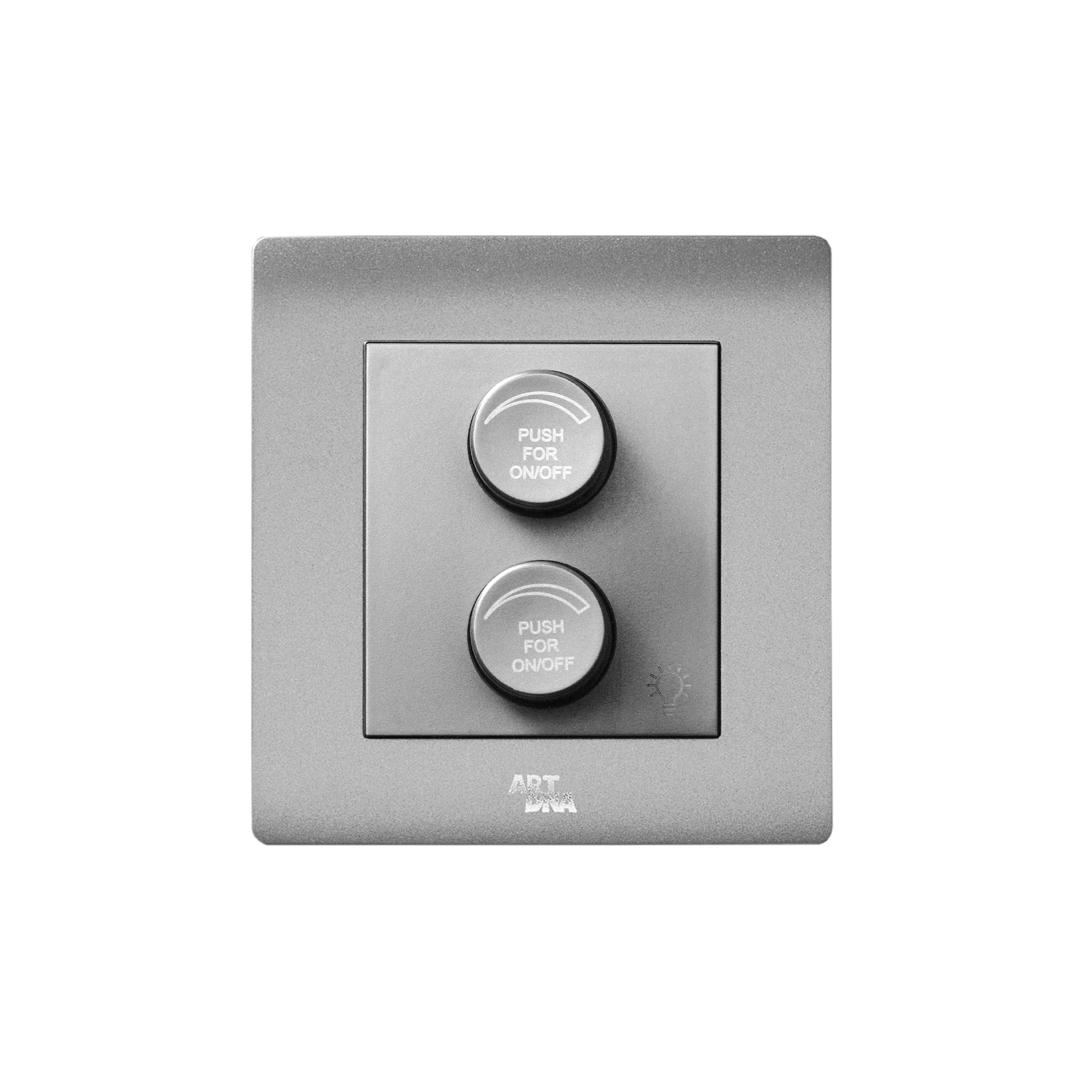 ชุดสวิตช์หรี่ไฟ ART DNA A61 SERIES WITH SOCKET 100 วัตต์ สี SILVER_1