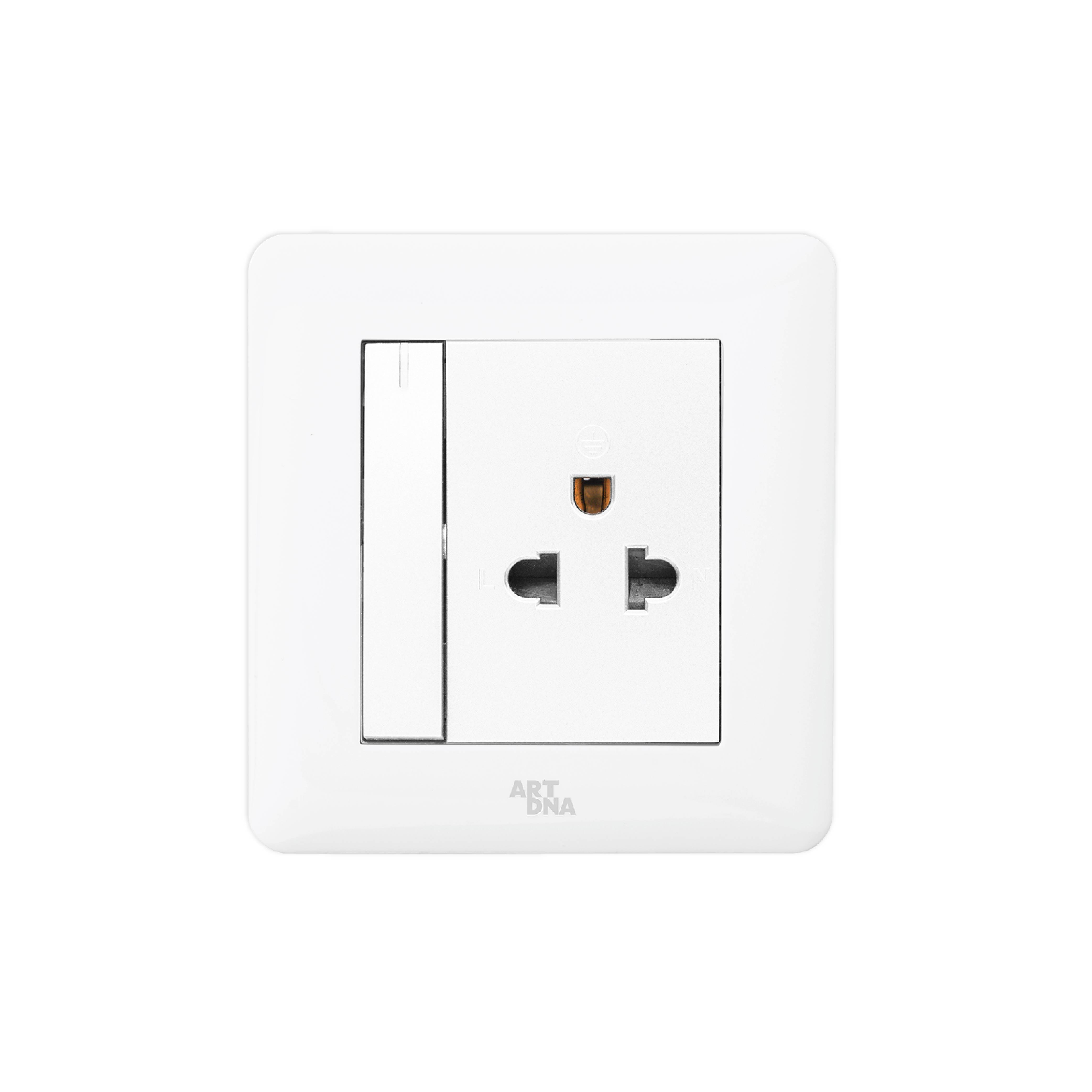 ชุดเต้ารับเดี่ยว 3 ขา ART DNA รุ่น A63 DESIGN พร้อมสวิตซ์ควมคุมปลั๊ก สี WHITE_1