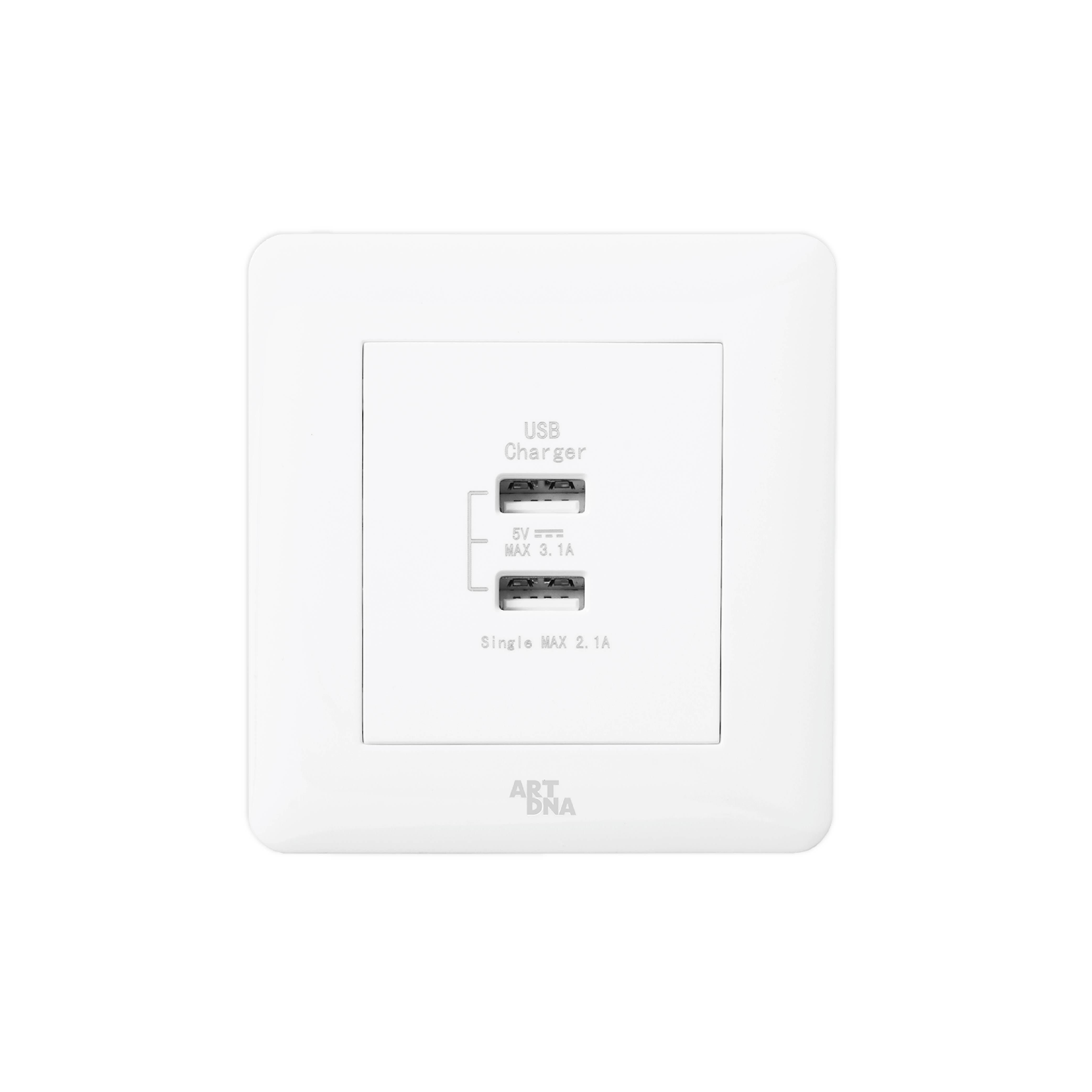 เต้ารับ USB 2 พอร์ต ART DNA A63 SERIES WITH SOCKET DESIGN สีขาว_1