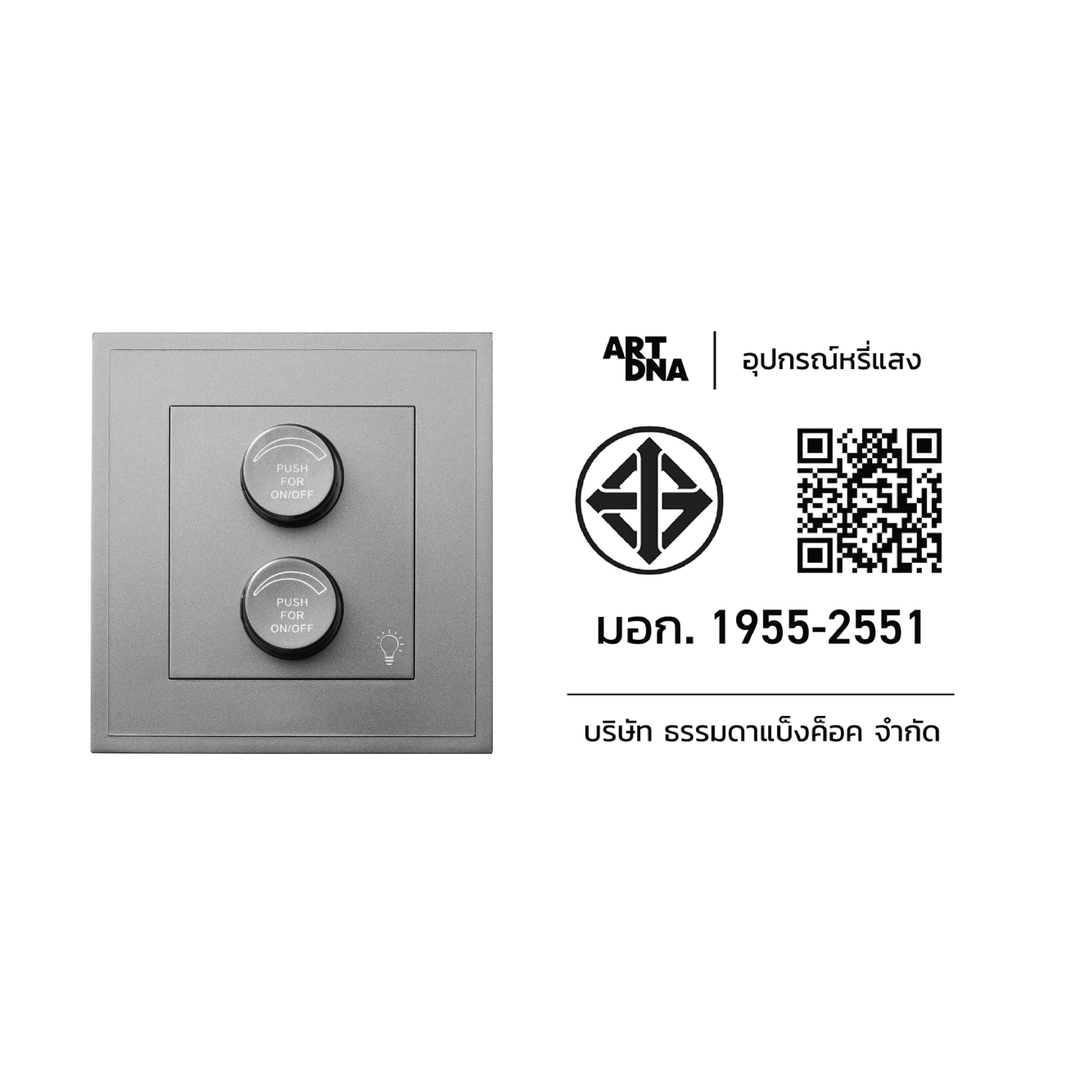 สวิตช์หรี่ไฟ ART DNA D3 SERIES WITH SOCKET 100 วัตต์ สี GREY_3