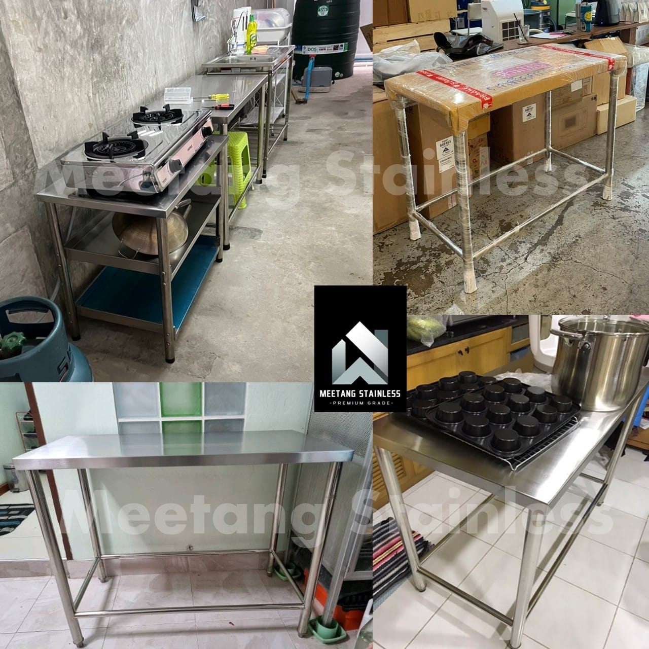 โต๊ะอเนกประสงค์ สแตนเลส304 MEETANG STAINLESS รุ่น TB-ล้อมล่าง ความหนา 1 มม. ขนาด50X100X80 ซม._6