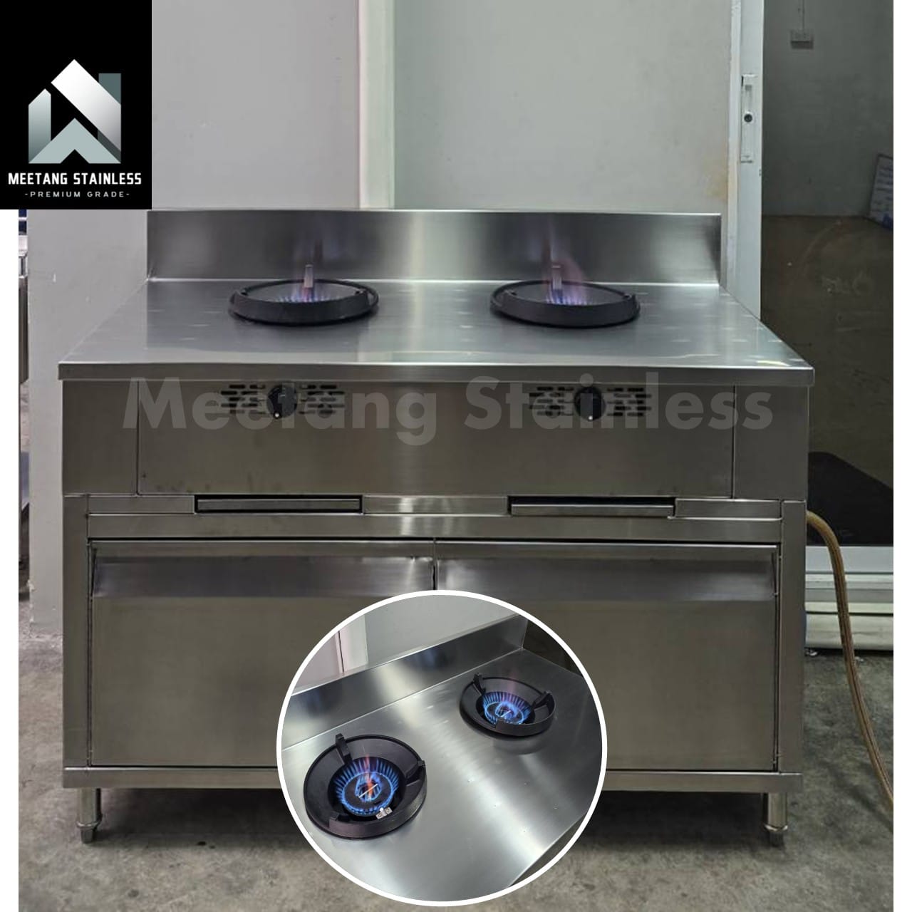 เคาน์เตอร์เตาแก๊ส 2 หัวแก๊ส MEETANG STAINLESS CG2-6012080 ขนาด 60X120X80ซม. (หัวเตาKB5,ระบบแก๊สAUTO)_7