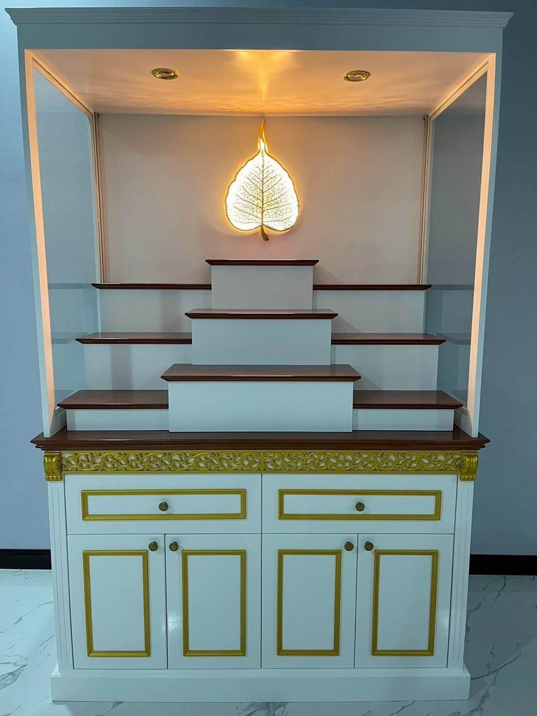 ของตกแต่งบ้าน อินทรักษ์ ใบโพธิ์ฉลุปิดทอง กลาง ขนาด 45X60X2 ซม แฮนด์เมด_4