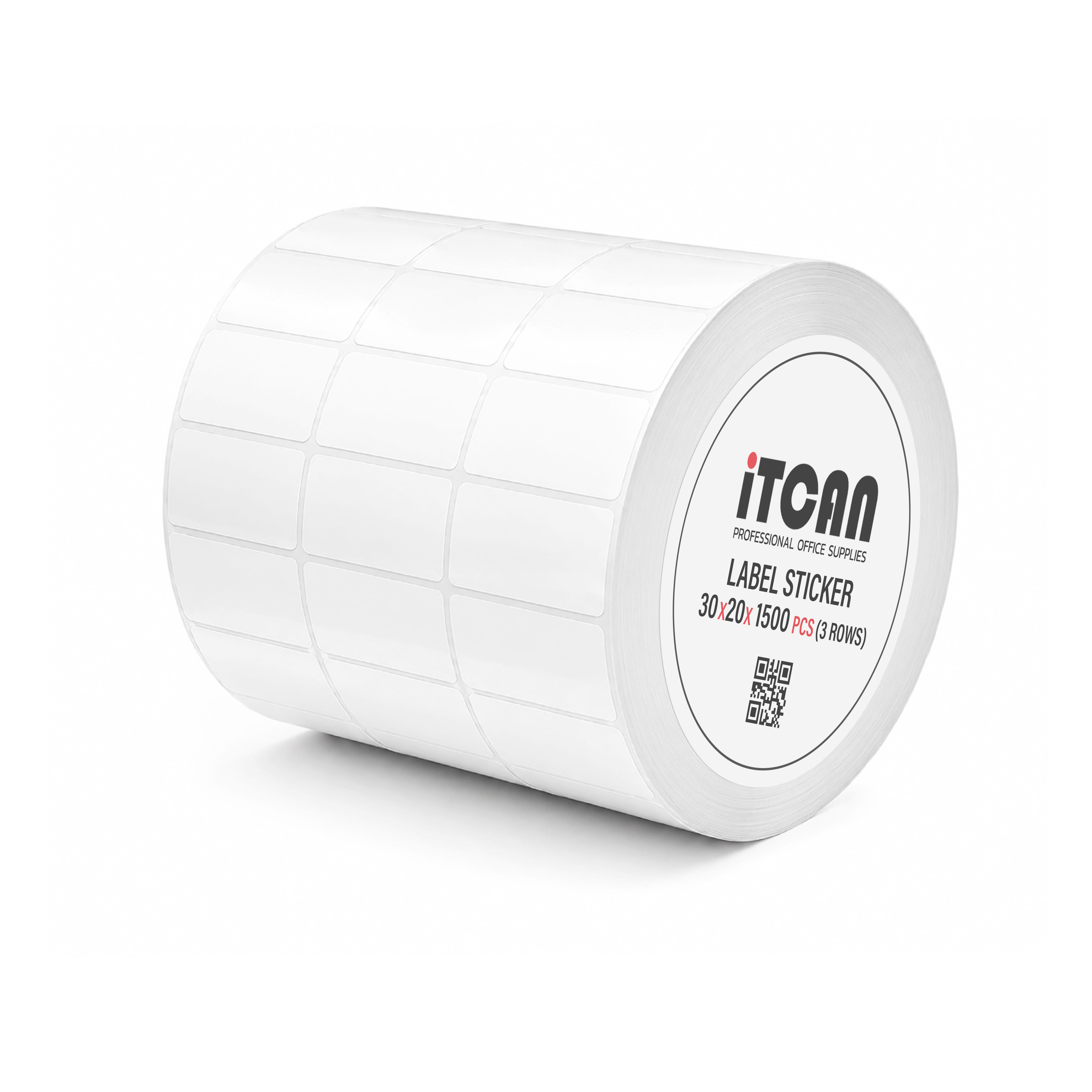 กระดาษสติ๊กเกอร์ความร้อน ITCAN 30X20MM 3แถว 1500 แผ่น 1 ม้วน