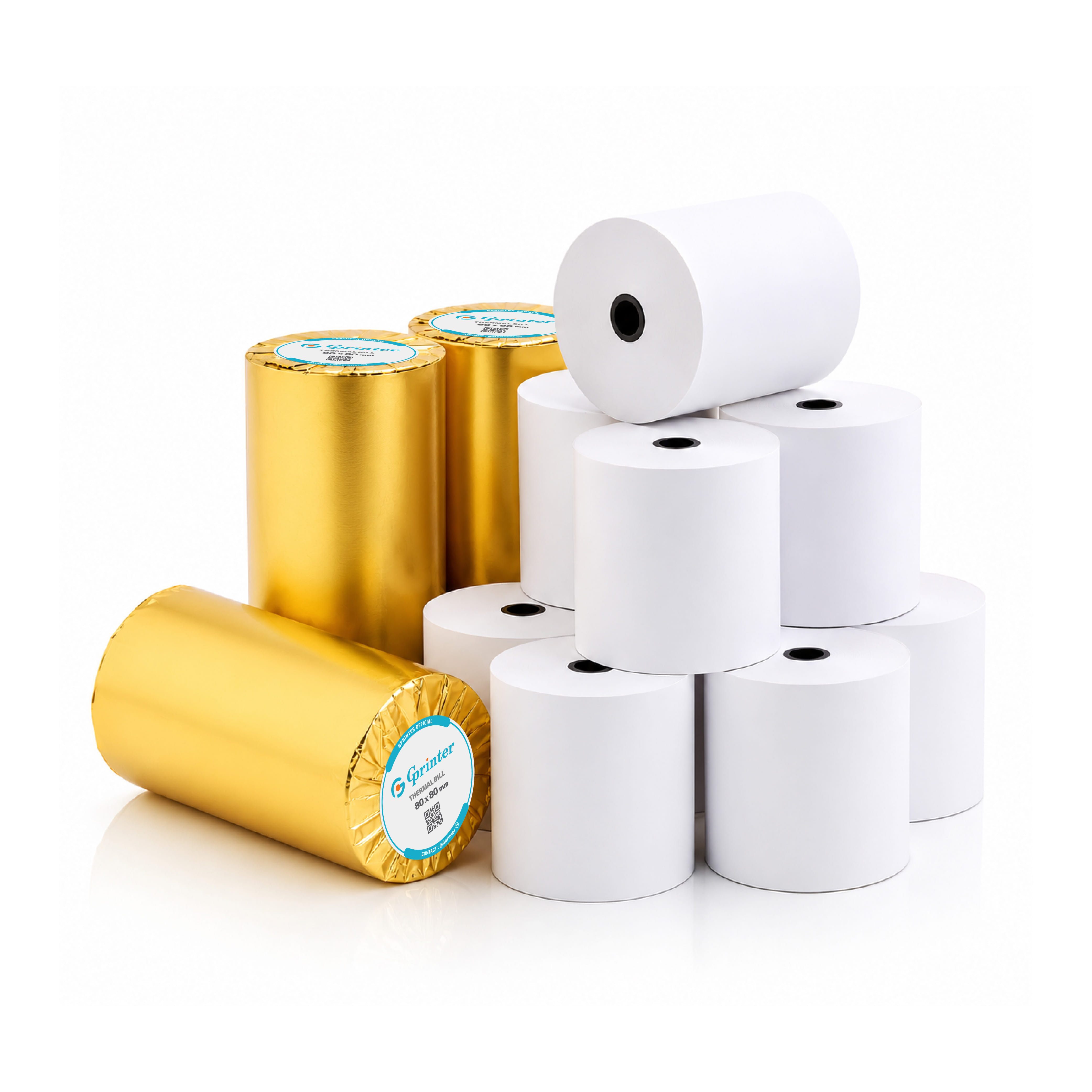 กระดาษความร้อน GPRINTER ขนาด 80X80MM หนา 65แกรม มีแกน 2ม้วน