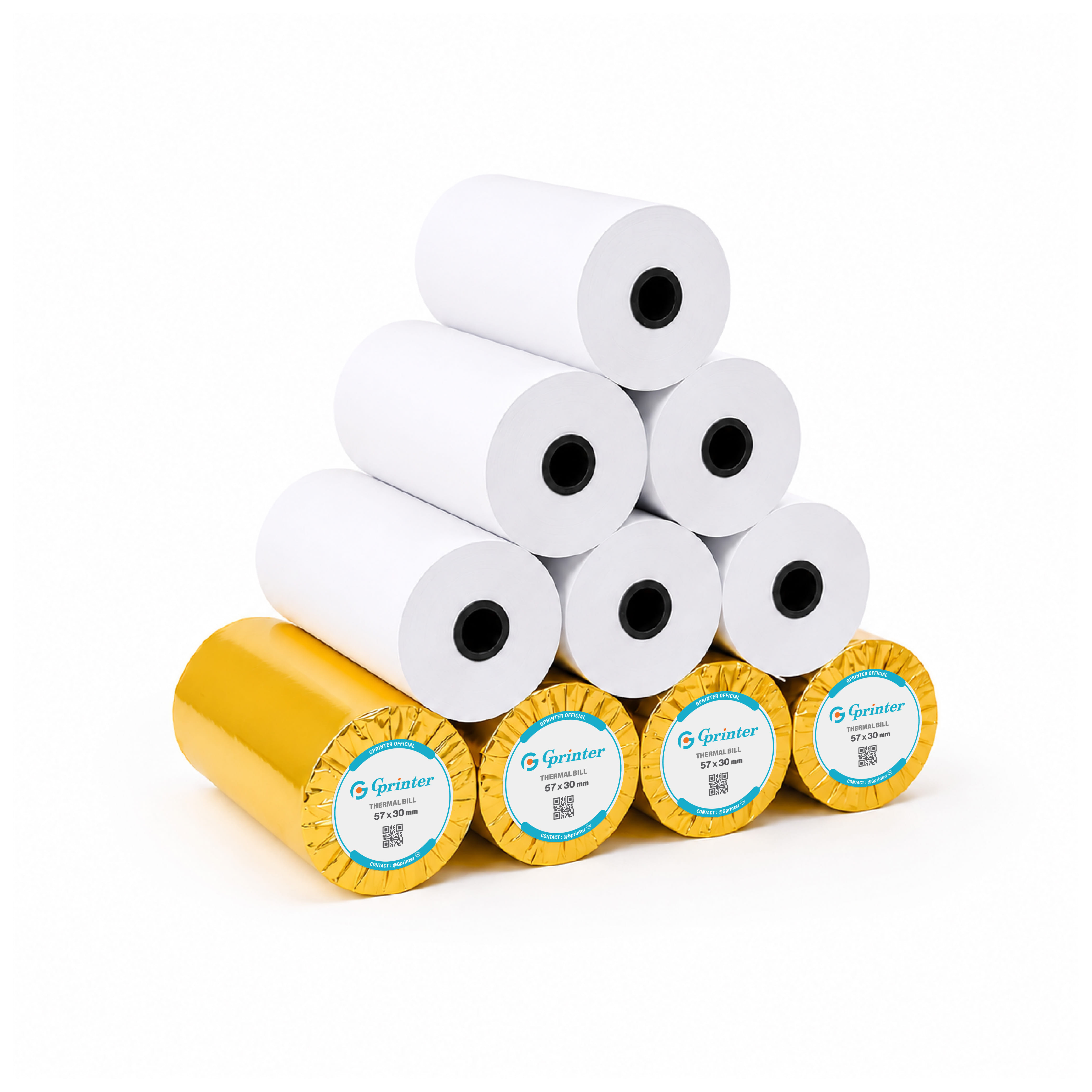 กระดาษความร้อน GPRINTER ขนาด 57X30MM หนา 65แกรม ไม่มีแกน 10ม้วน