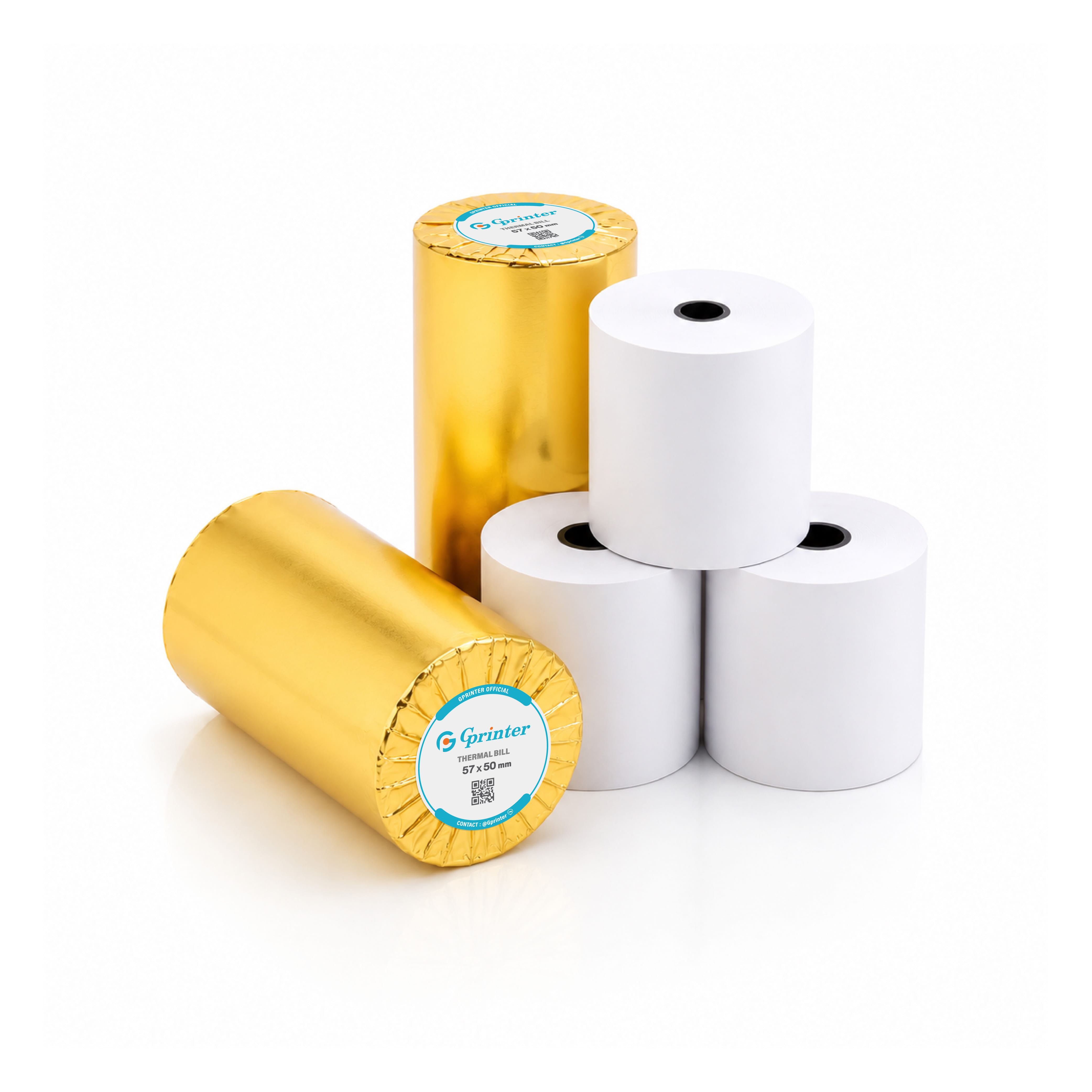 กระดาษความร้อน GPRINTER ขนาด 57X50MM หนา 65แกรม มีแกน 4ม้วน
