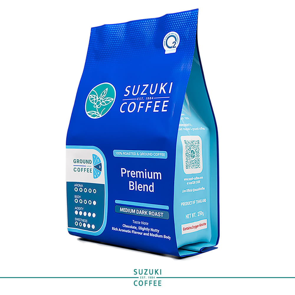 กาแฟคั่วบด SUZUKI COFFEE พรีเมียม เบลนด์ คั่วเข้ม 250กรัม_1