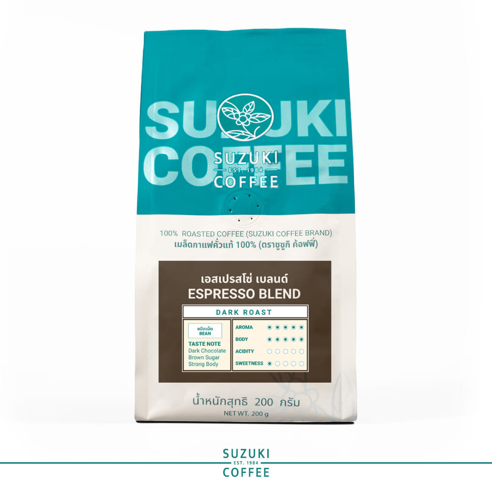 เมล็ดกาแฟคั่ว SUZUKI COFFEE เอสเปรสโซ เบลนด์ คั่วเข้มมาก 200กรัม_1
