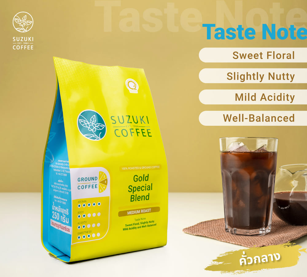 กาแฟคั่วบด SUZUKI COFFEE โกลด์ สเปเชียล เบลนด์ คั่วกลาง 250กรัม_4