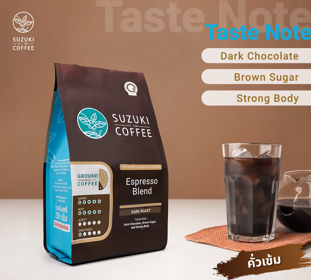 กาแฟคั่วบด SUZUKI COFFEE เอสเปรสโซ เบลนด์ คั่วเข้มมาก 250กรัม_7