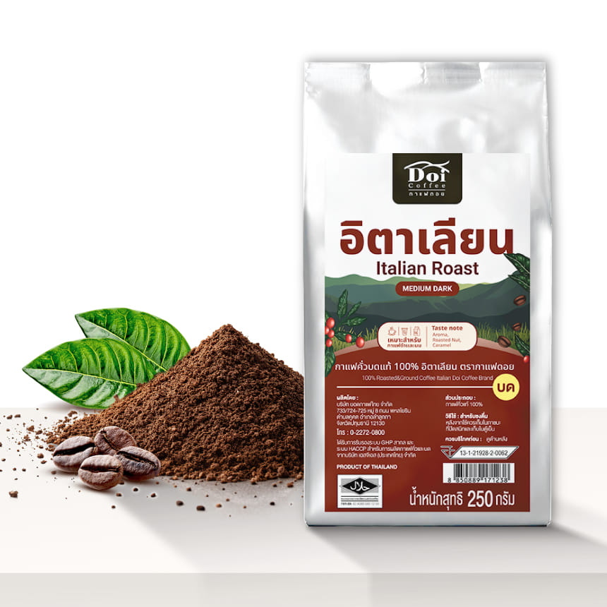 กาแฟคั่วบด DOI COFFEE อิตาเลียน คั่วกลางเข้ม 250กรัม_0