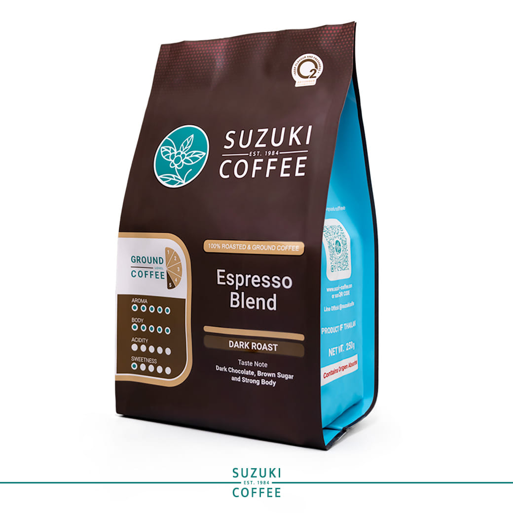 กาแฟคั่วบด SUZUKI COFFEE เอสเปรสโซ เบลนด์ คั่วเข้มมาก 250กรัม_1