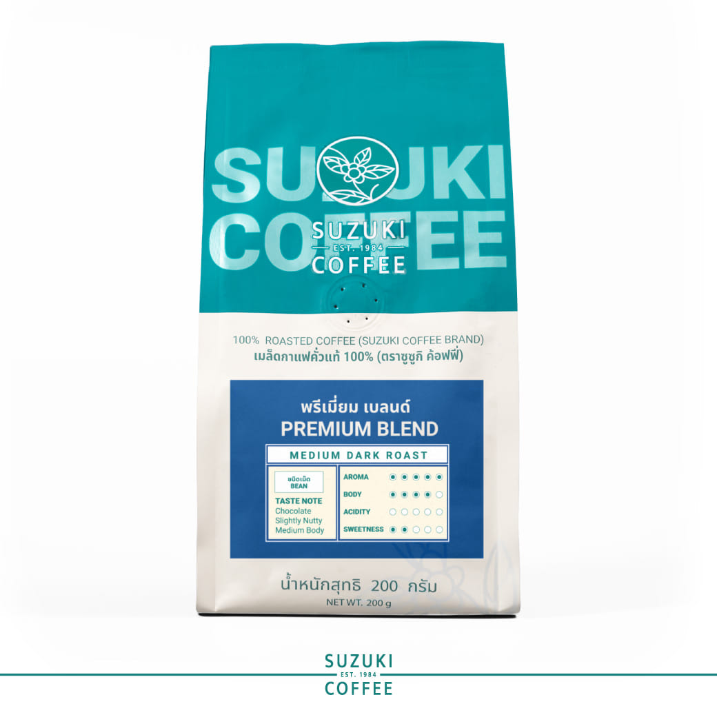เมล็ดกาแฟคั่ว SUZUKI COFFEE พรีเมียม เบลนด์ คั่วเข้ม 200กรัม_1